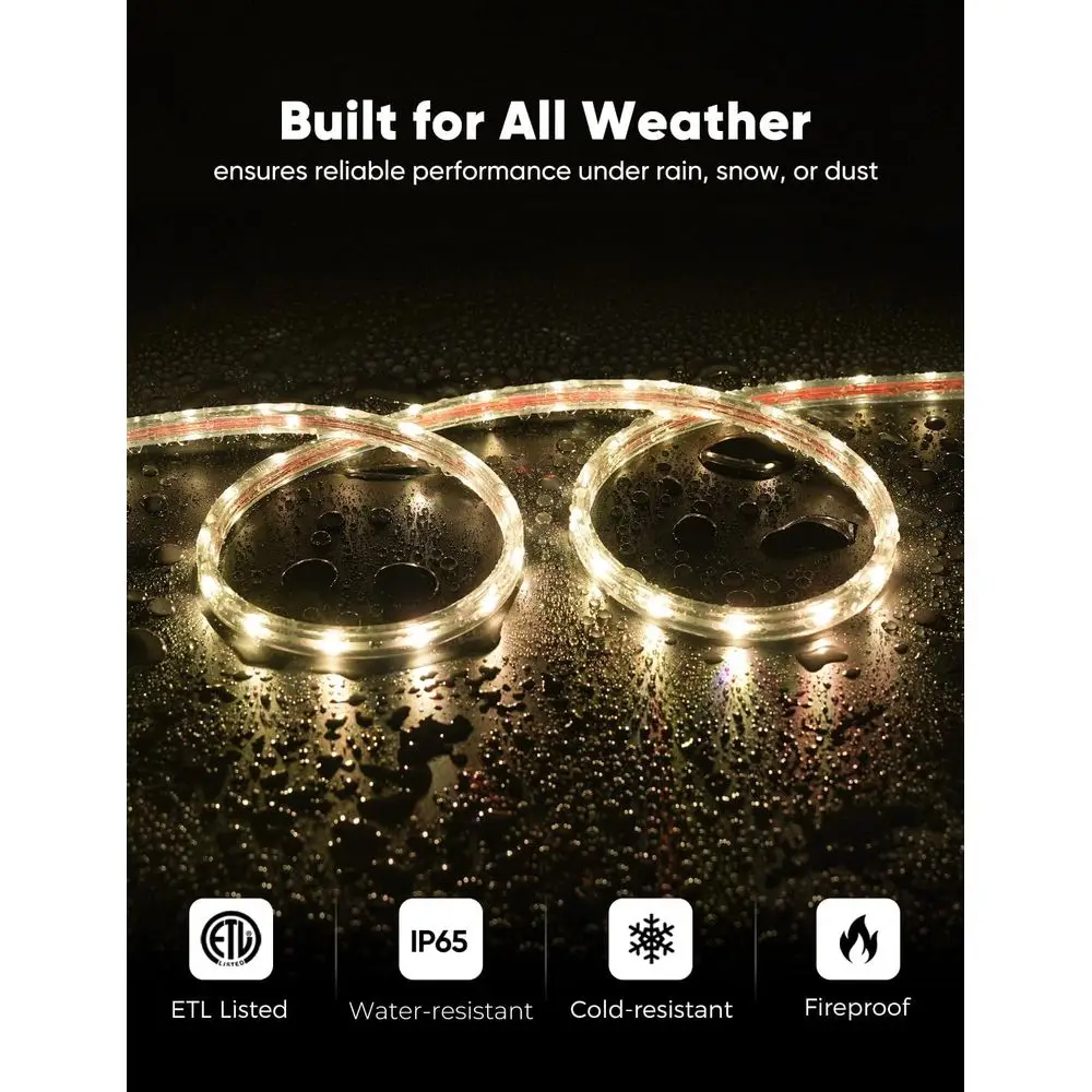شريط أضواء LED مقاوم للماء بطول 33 قدمًا RGB+IC+CCT، مطاردة الألوان الخارجية للمهرجانات، IP65 قابل للتعتيم، مناسب لعيد الميلاد والهالوين