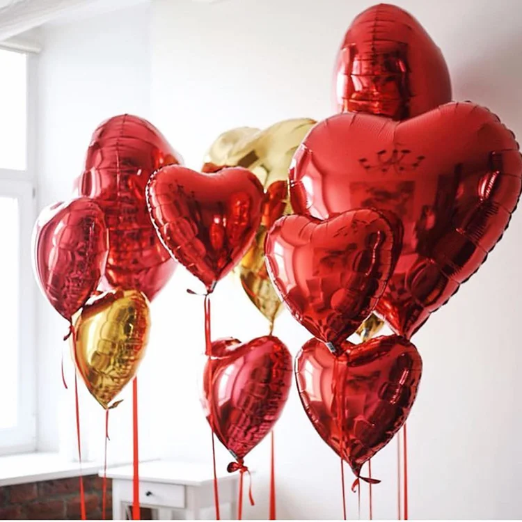 18inch pure color love balloons red Heart balloon aluminum foil ballons for wedding Valentine's Day love decoration globos