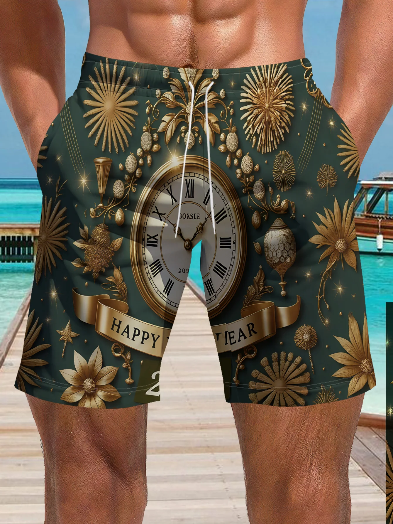 

Mens Strawberry Print Quick Dry Drawstring Waist Beach Shorts Swim Trunks 2026