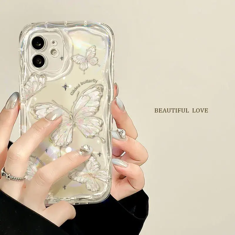 Casing gelombang 3D kupu-kupu, penutup belakang untuk OPPO A98 A94 A93 A92 A79 A78 A76 A58 A57 A55 A38 A33 A17 A16 A15 2020 4G 5G