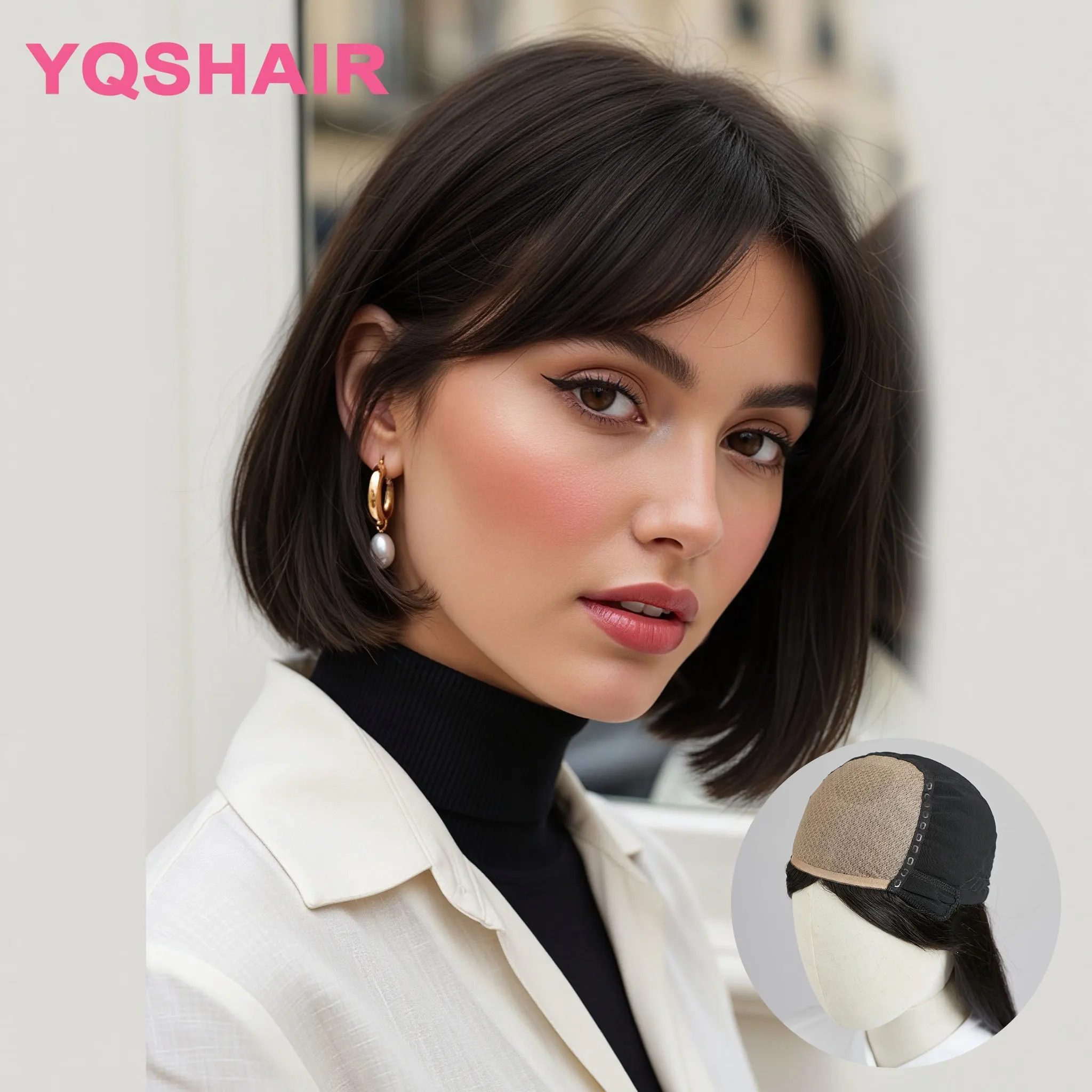 

Glueless Short Bob Wig 100% Human Hair 180% Density Silk Top Pre Plucked Natural Hairline Real Remy Hair Wig For Women