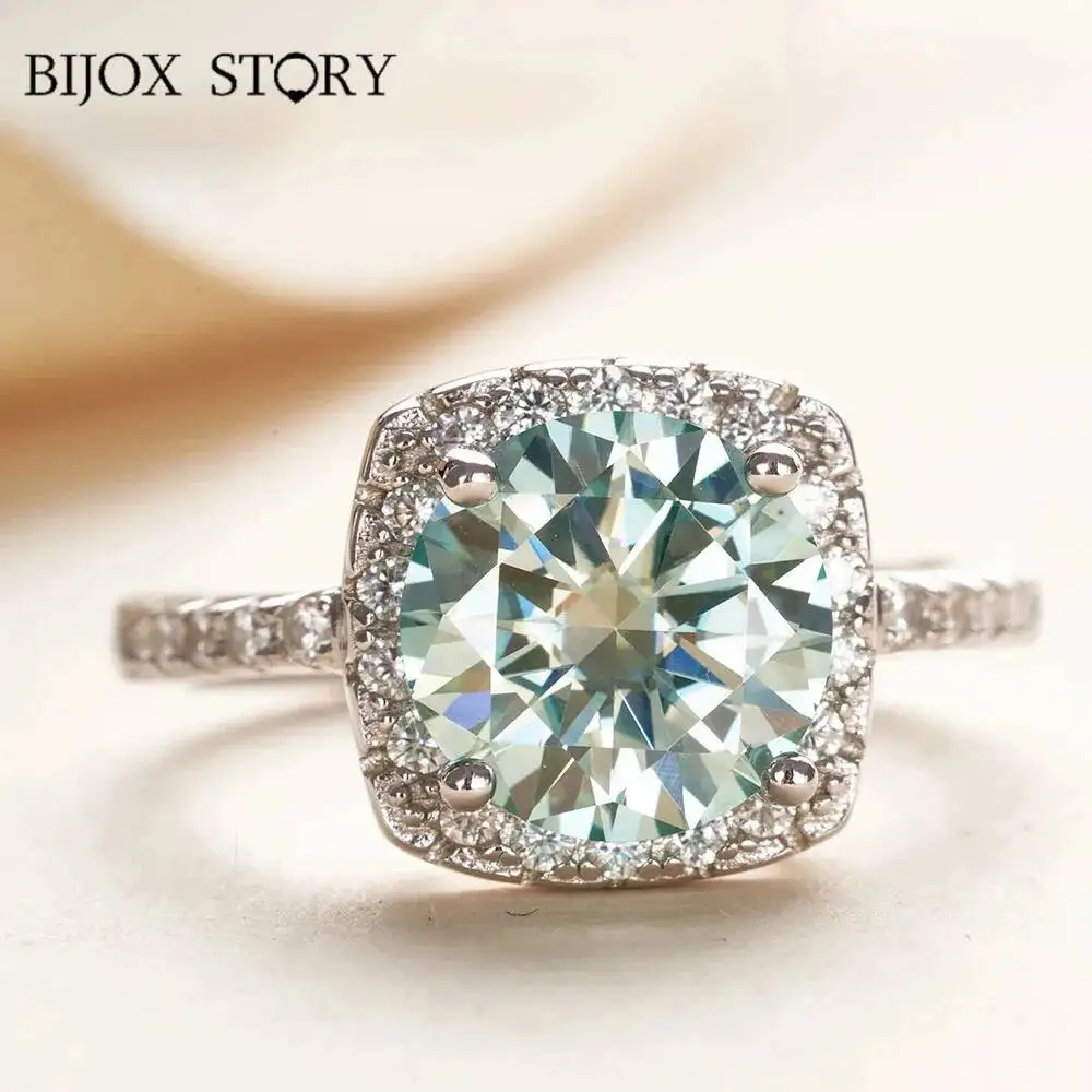3ct Moissanite Engagement Ring blue green Color 925 Sterling Silver GRA Certificate big silver Wedding Rings For Women size 5-9
