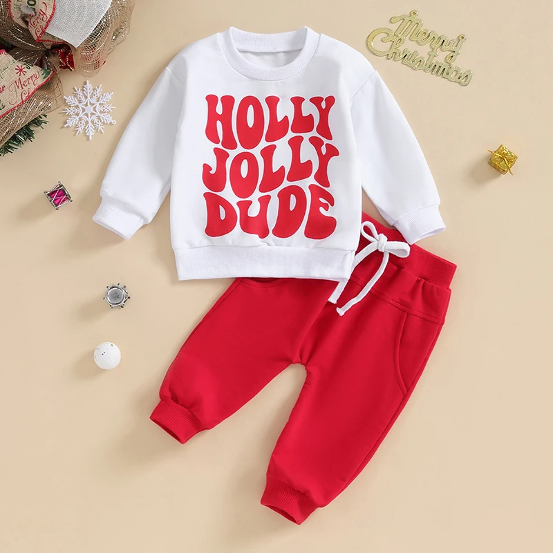 

Toddler Boys 2PCS Pants Sets Long Sleeve Letter Print Sweatshirt and Drawstring Pants Sets