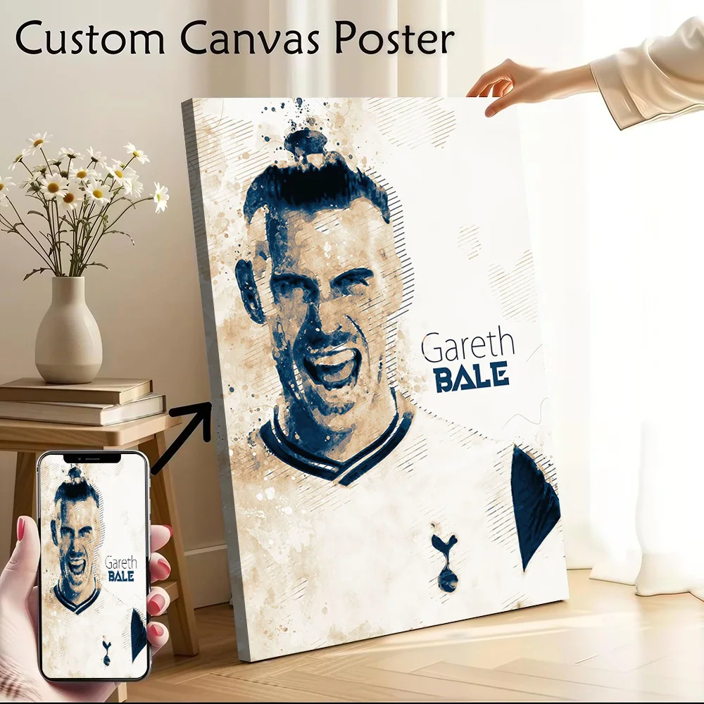 Gareth Bale Totenham Canvas Poster Customizable Printed Canvas Painting Wall Art for Fans Bedroom Decoration Living Room Home