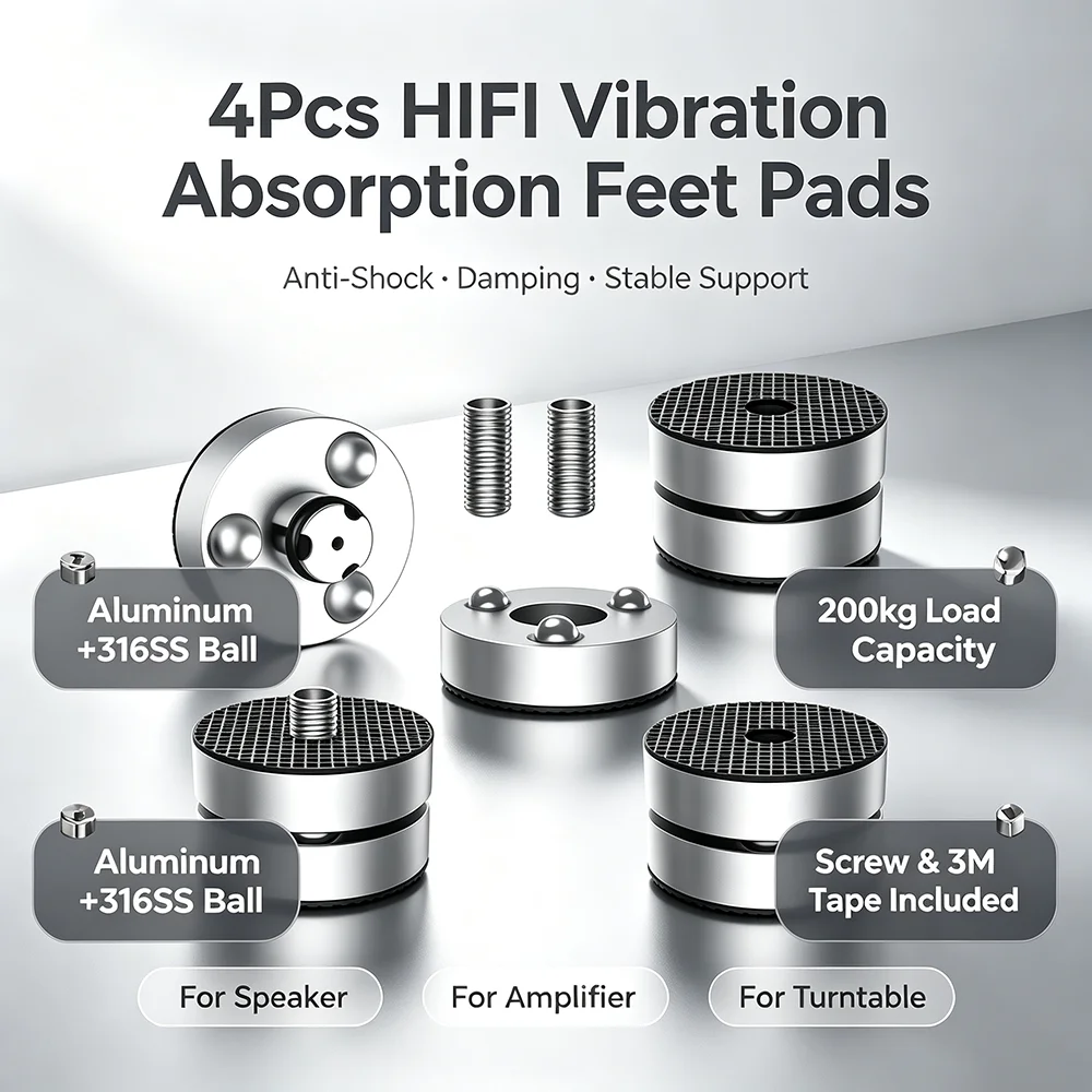 4Pcs HIFI Vibration Absorption Feet Pads Anti‑Shock Chassis Beads Shock Absorber Stand for Speaker Amplifier Turntable DAC Cabin