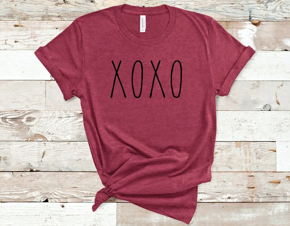 Valentine's Day T Shirt Rae Dunn Inspired XOXO Valentines Ladies Teacher