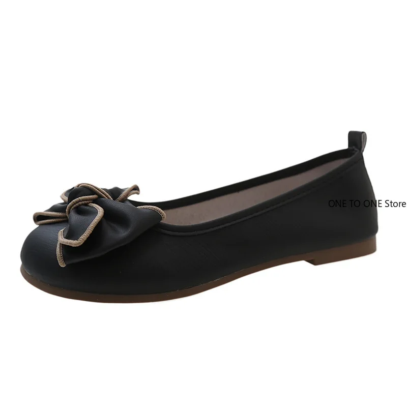 Sapatos de slip-on simples para mulheres, salto baixo, dedo do pé redondo, sapatilha de balé, sapatilha de feijão, sola macia, pés gordos, largos, mais, primavera