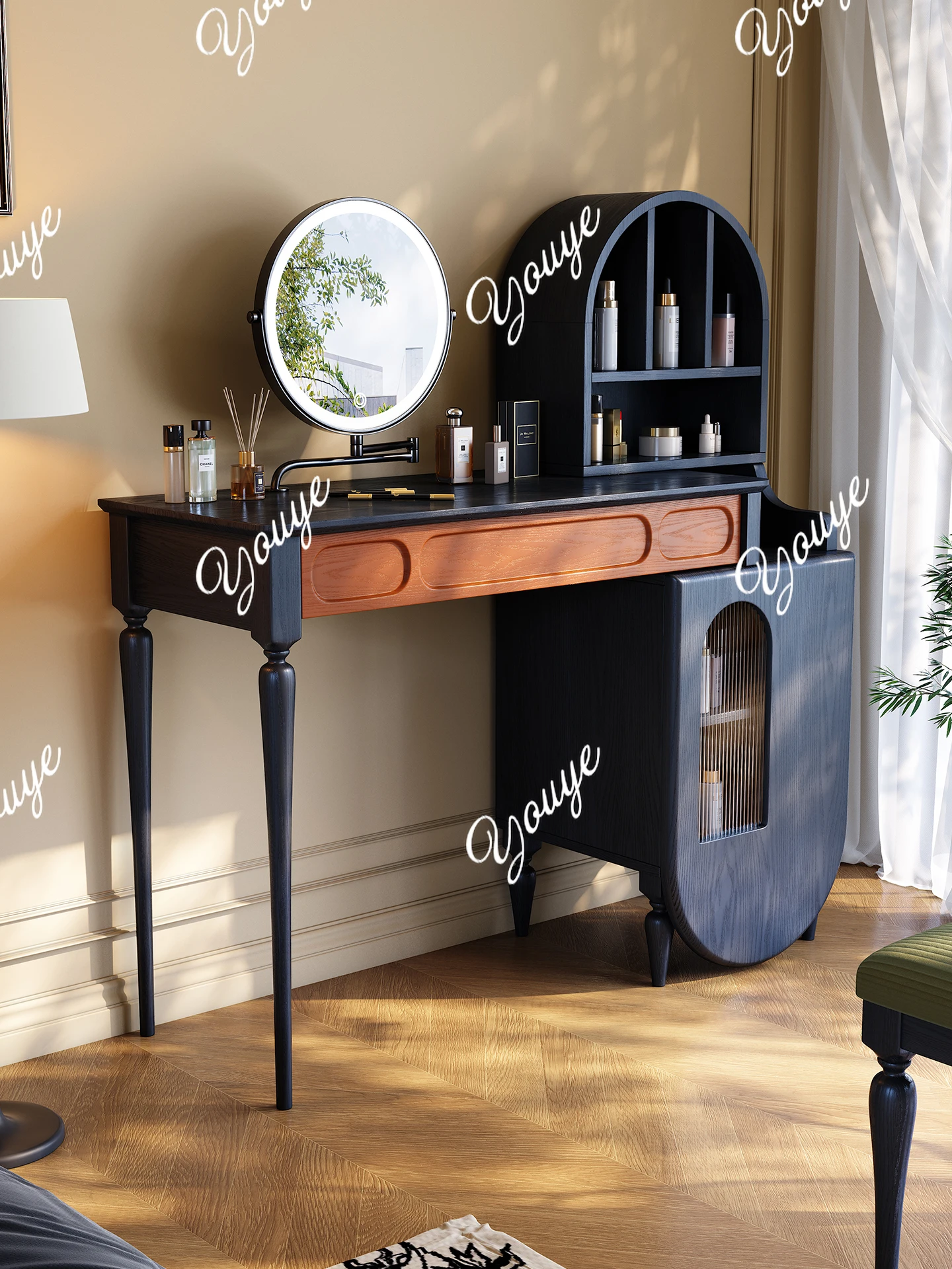 

Dresser French retro master bedroom storage makeup table antique solid wood dresser chest integrated