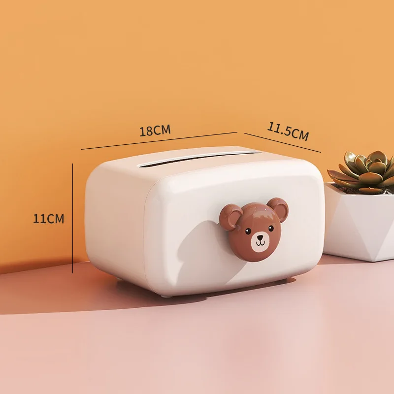 Cute Bear Tissue Box Nordic Roll Paper Storage Box Round Shaped Tissue Box Container Towel Napkin Tissue Holder