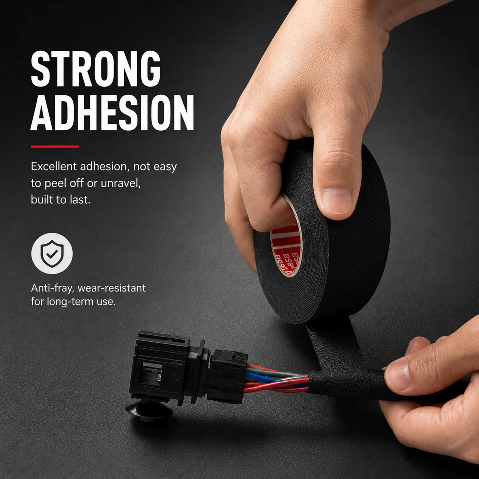 Tesa 51036 Professional Automotive Harness Tape 19mm×25m PET Cloth Flame Retardant No Residue for Engine Wire Binding & Fixing