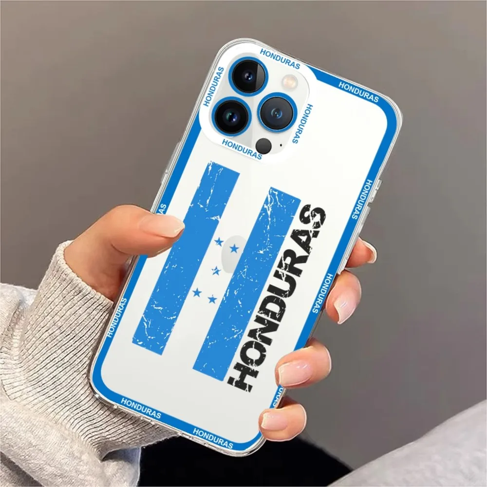 Honduras National Flag Phone Case For iPhone 11 12 Mini 13 14 15 Pro Max Transparent Shell