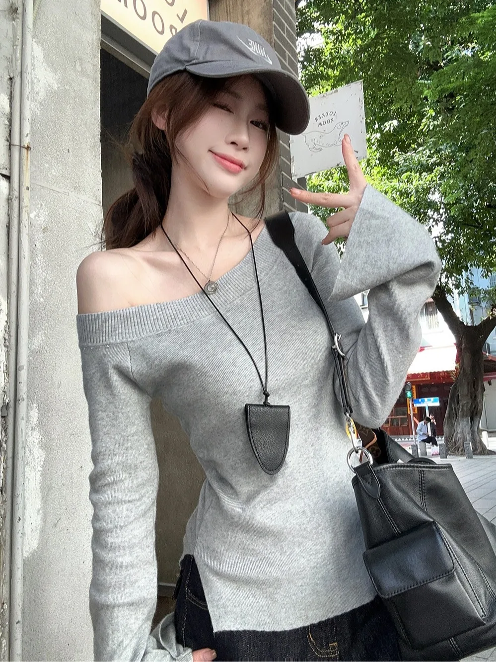 ay محبوك طويل Sve ort Bodycon واحد oulder Miu Sle المرأة طبقة أساسية irt الكورية Sle تخفيف Faion