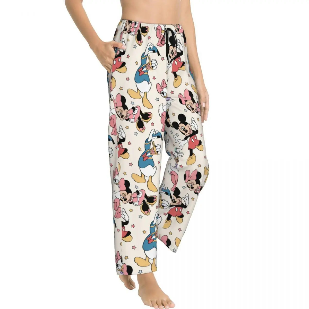 Women's Wide Leg Mickey And Minnie Yoga Pants Soft Lounge Pajama Bottoms Pants