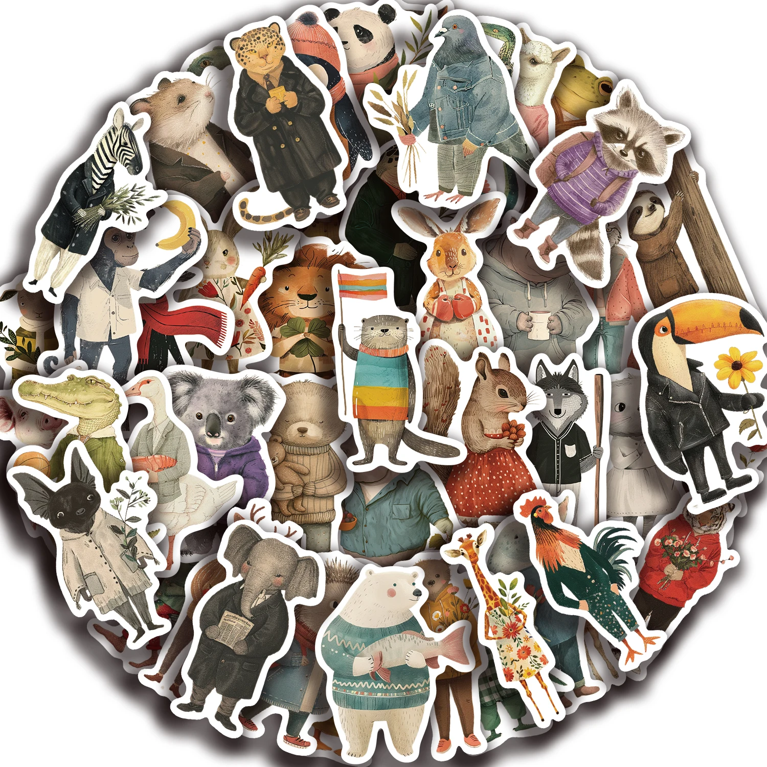 Kids Toys Clipart - 50 sztuk Vintage zwierzęta Cliparts naklejki