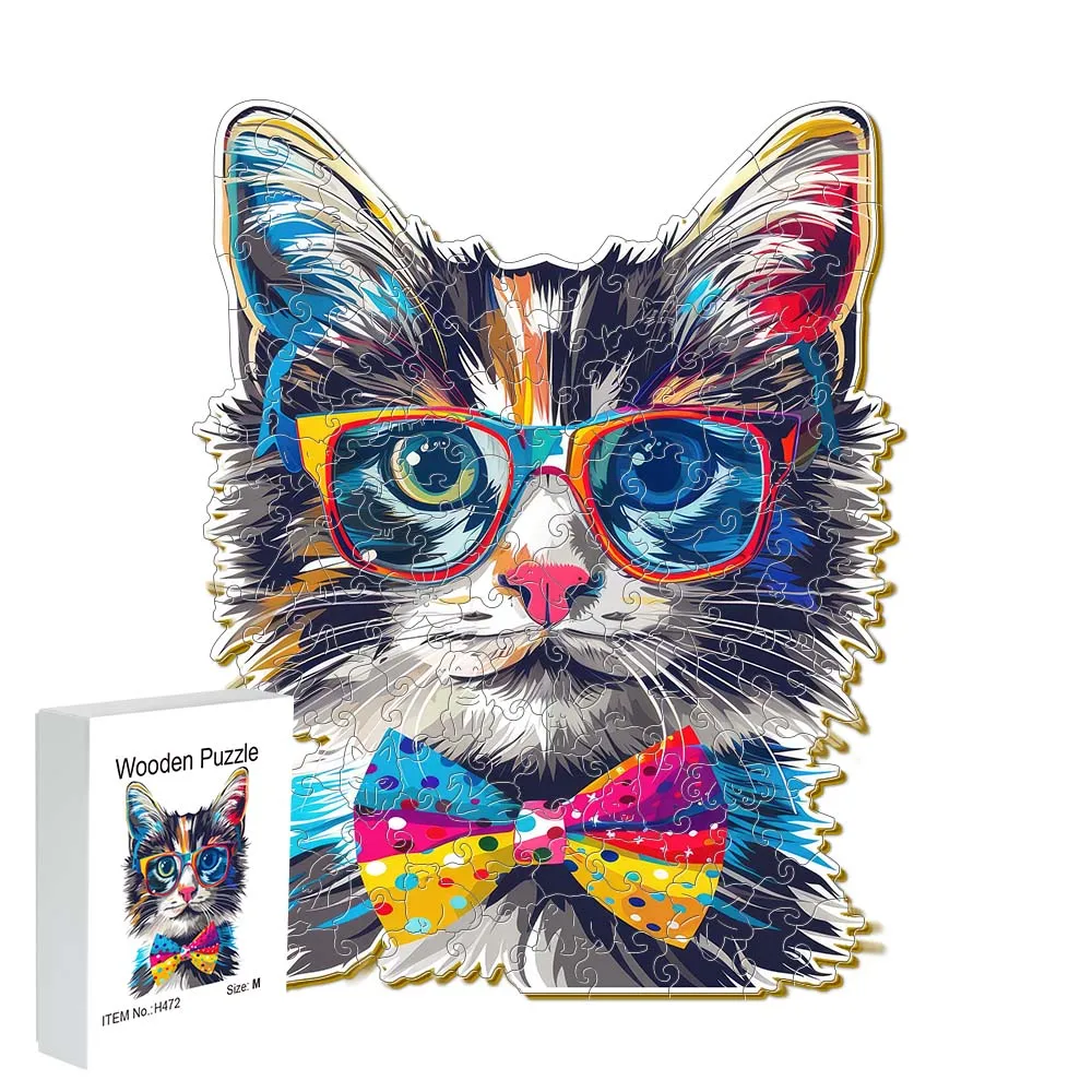 صندوق هدايا خشبي على شكل قطة هدية رائعة غير منتظمة على شكل حيوان بازل قطع شخصية للكبار هدية فريدة من نوعها للعائلة inte