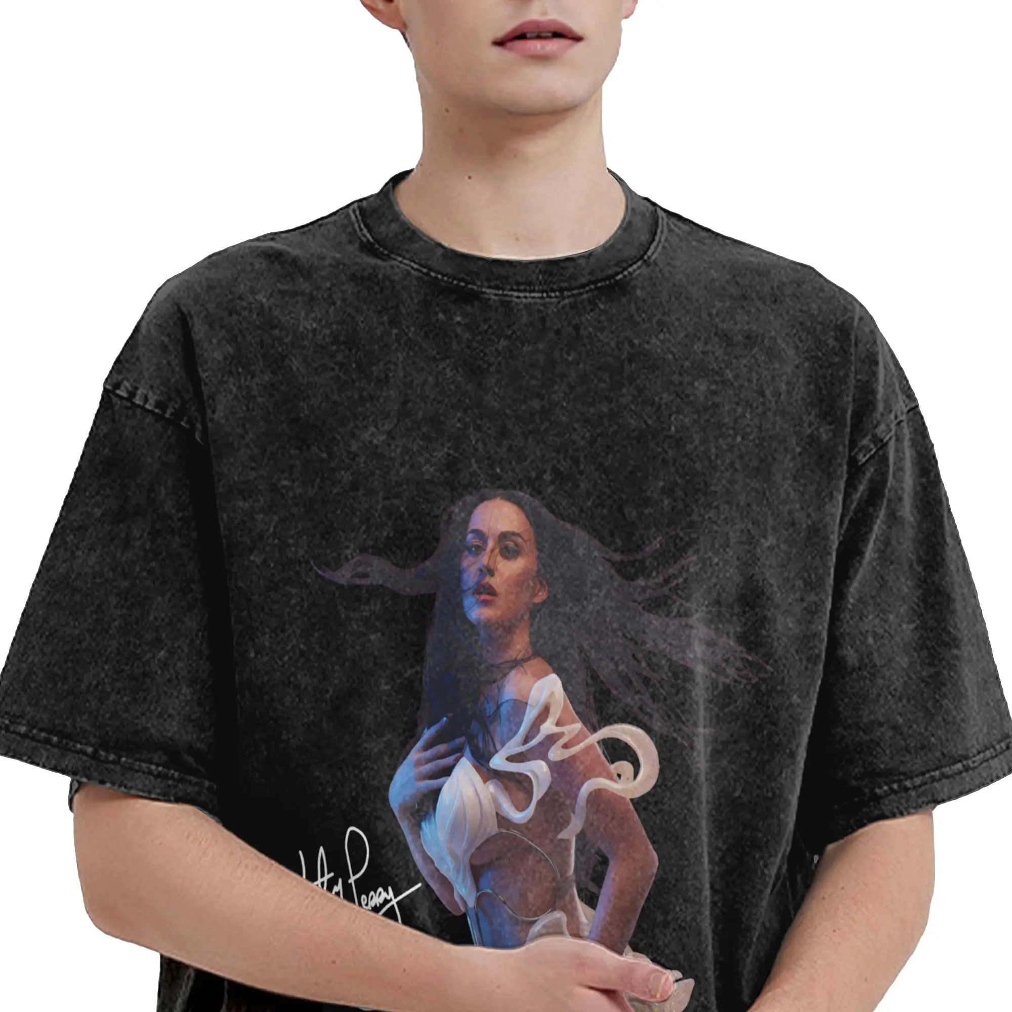 2026 Katys Perrys Tour Outfit Washed T Shirts for Men Women Streetwear Hip Hop T-Shirts Printed  Tees Short Sleeve