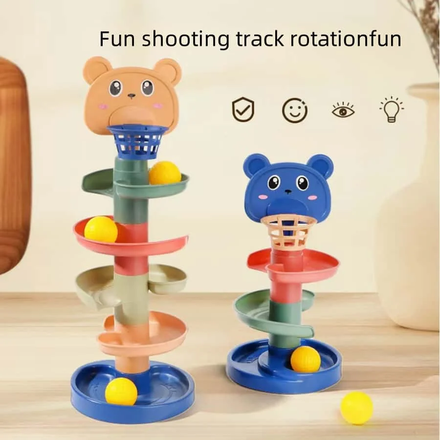 1 Piece of Baby Educational Toys Basketball Shooting Game Rolling Ball Slide Tower Track Toy Kidsren's Birthday/Christmas/Holiday Gift [Random Color]