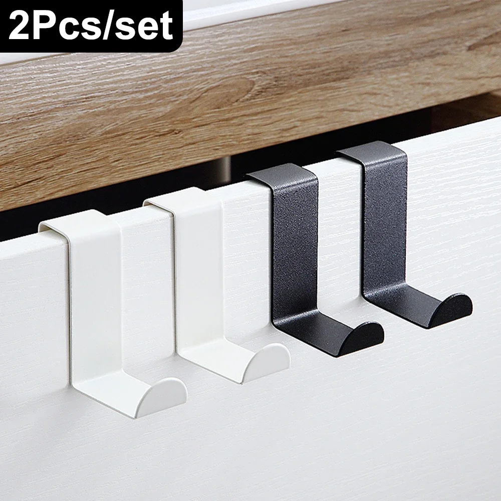 2/1Pcs Over The Door Hooks Stainless Steel Seamless Z-Shape Cabinet Door Back Hook Hanger Key Clothes Coat Towel Organizer Rack