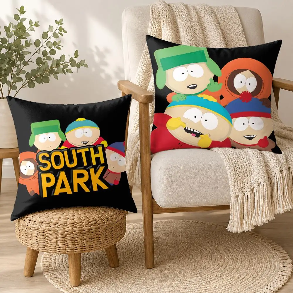 S-South-S-P-Park Towelie Cushion Cover Double-Sided Plush Sofa Cushion Covers Organic Breathable Invisible Zipper