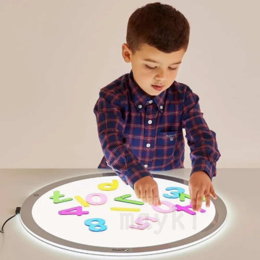 

18Hot sale Sensory Play Light Table Ultra Bright LED Light Panel Educational Toys Round Pad LED Light Panel Drawing Board for Ki