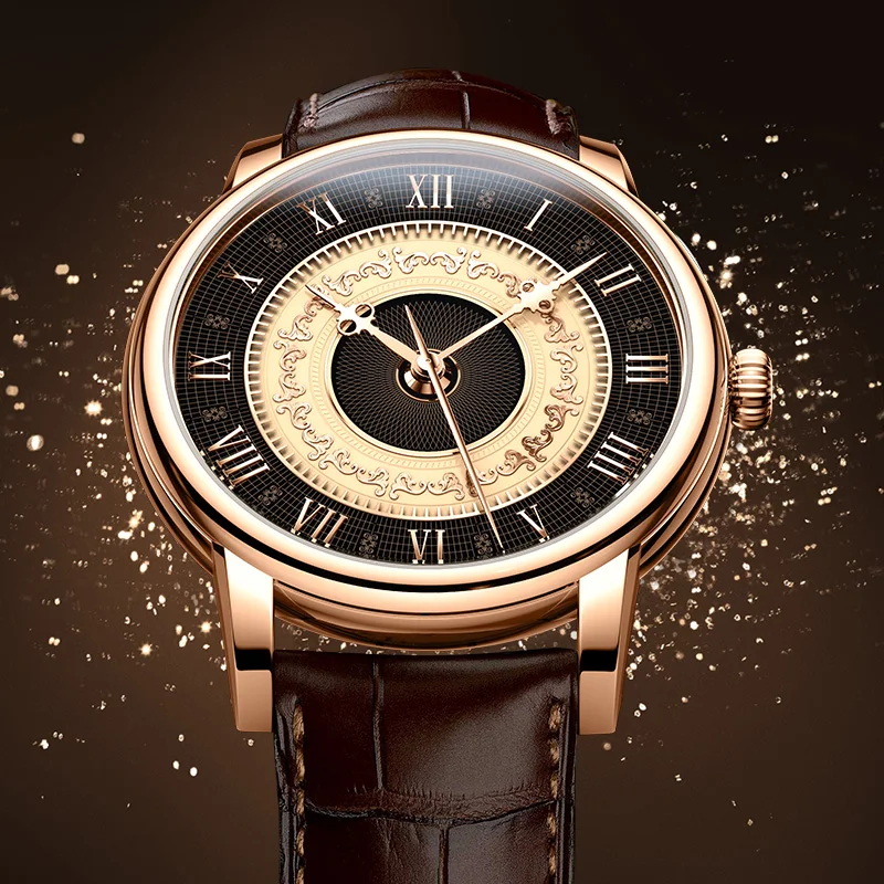 LOBINNI Men\'s Watch Retro Business Automatic Mechanical Watch MIYOTA 821A Movement 50 Water Resistant Sapphire Wrist Watch