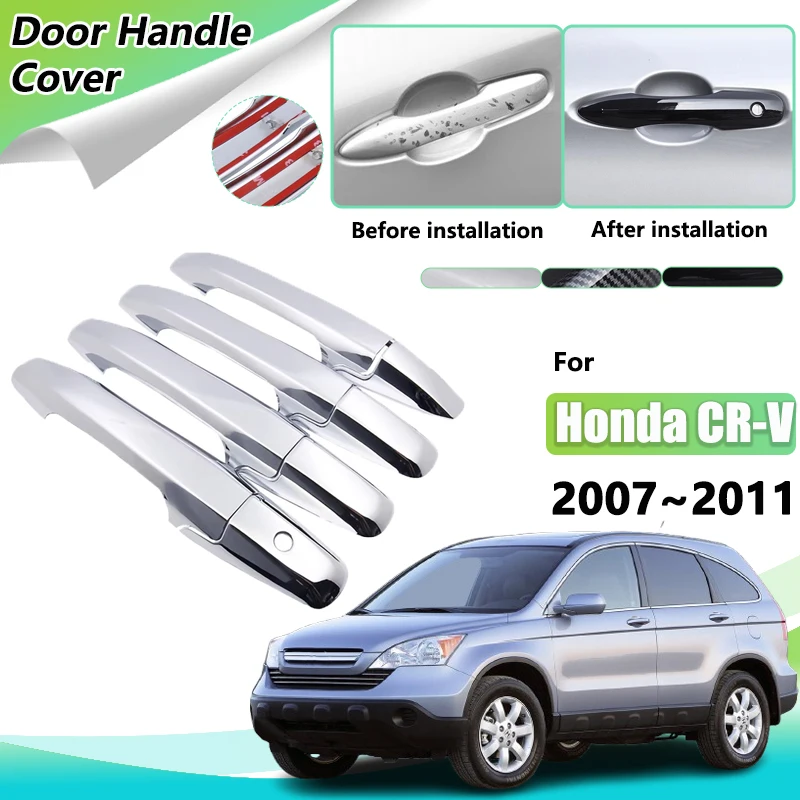 

Хромированная дверная ручка для Honda CR-V CRV MK3 2007 2008 2009 2010 2011 Роскошная хромированная дверная ручка, накладка, фиксатор, автомобильные аксессуары