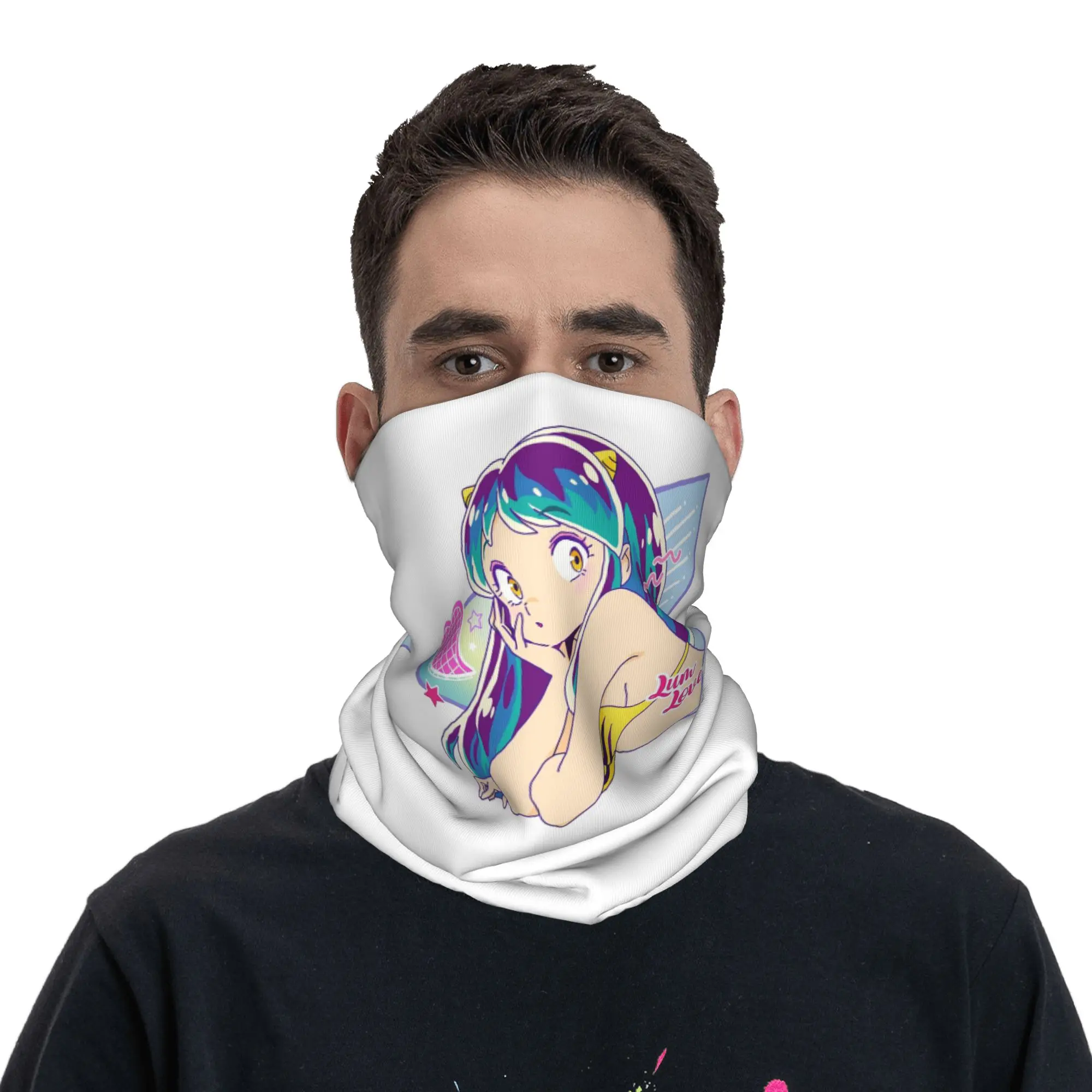 Flying Lamu Anime Urusei Yatsura Bandana Neck Gaiter Printed Wrap Scarf Warm Face Mask Cycling For Men Women Adult Windproof