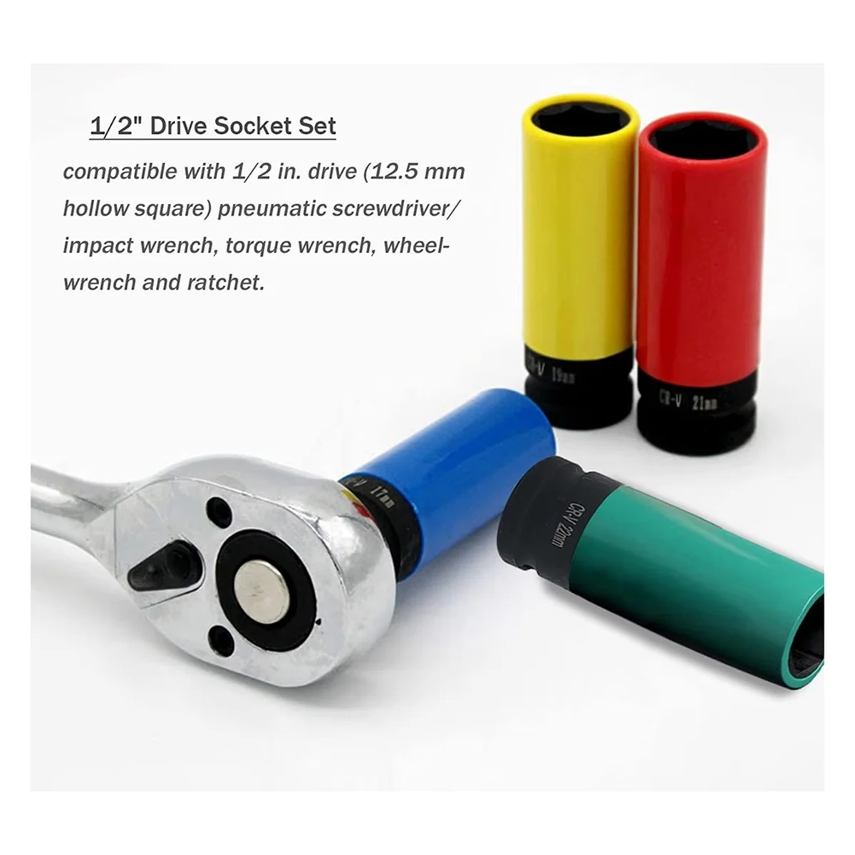 N18R Protetor de roda motriz Tomada de impacto Conjunto de manga de impacto Mangas de plástico 17 mm, 19 mm, 21 mm e 22 mm