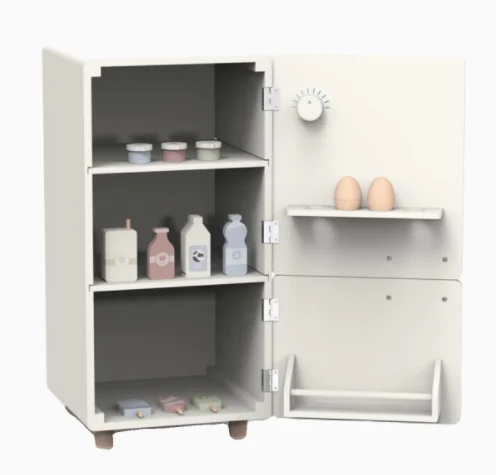 50 سنتيمتر عالية الجودة خشبية محاكاة الثلاجة الآيس كريم الحليب البيض عصير الفاكهة ملصق اللعب منزل اللعب التفاعلية طفلة هدية