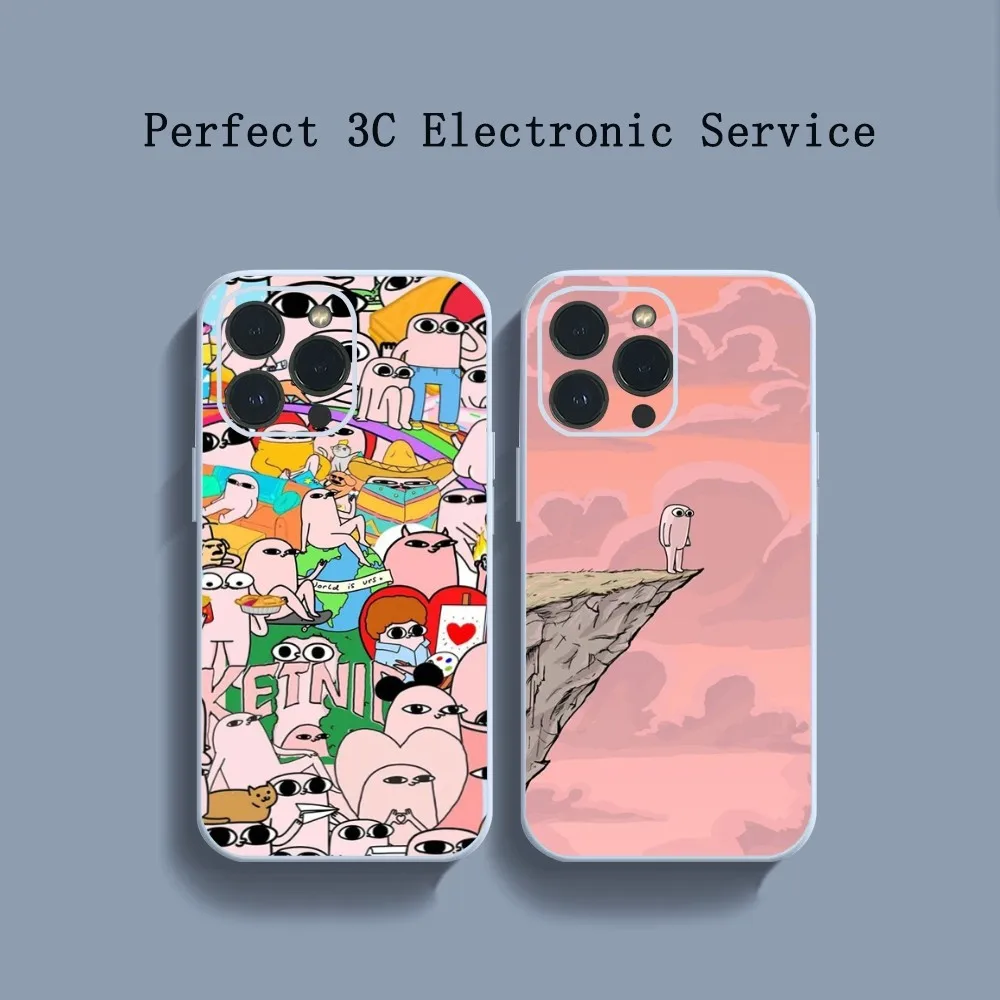 Pink Cartoon Funny big eyes K-Ketnipz Beanbag Phone Case For iPhone 14 13 12 11 Pro Max XS Max X XR 7 8 Plus Mini Blue TPU mater