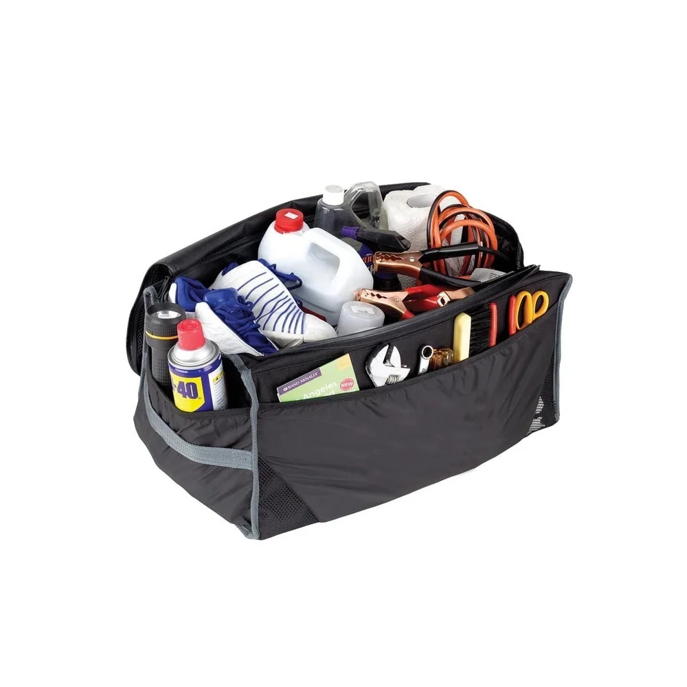 Trunk Organizer Tool Storage Compact Case with Clear Plastic Compartment Seven Pockets Soft Grip Handle Ideal Tools and