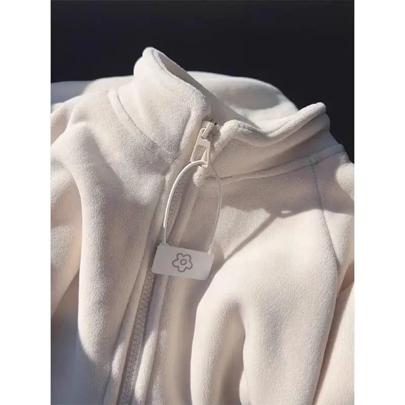 Damestrui Outdoor Dagelijkse kleding Fleecejack Rits Warm Opstaande kraag Los sweatshirt met lange mouwen voor dames Winter Outdoor