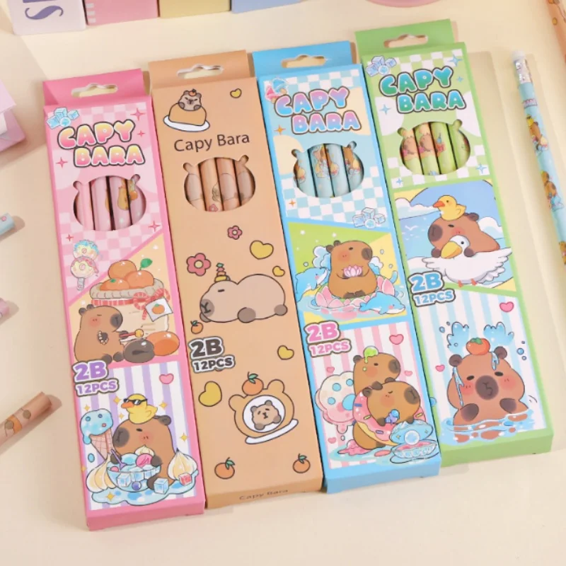 8 box/lot Kawaii Capybara Wooden Pencil Standard Pencils Writing Drawing Tool School Office Supply Student Stationery