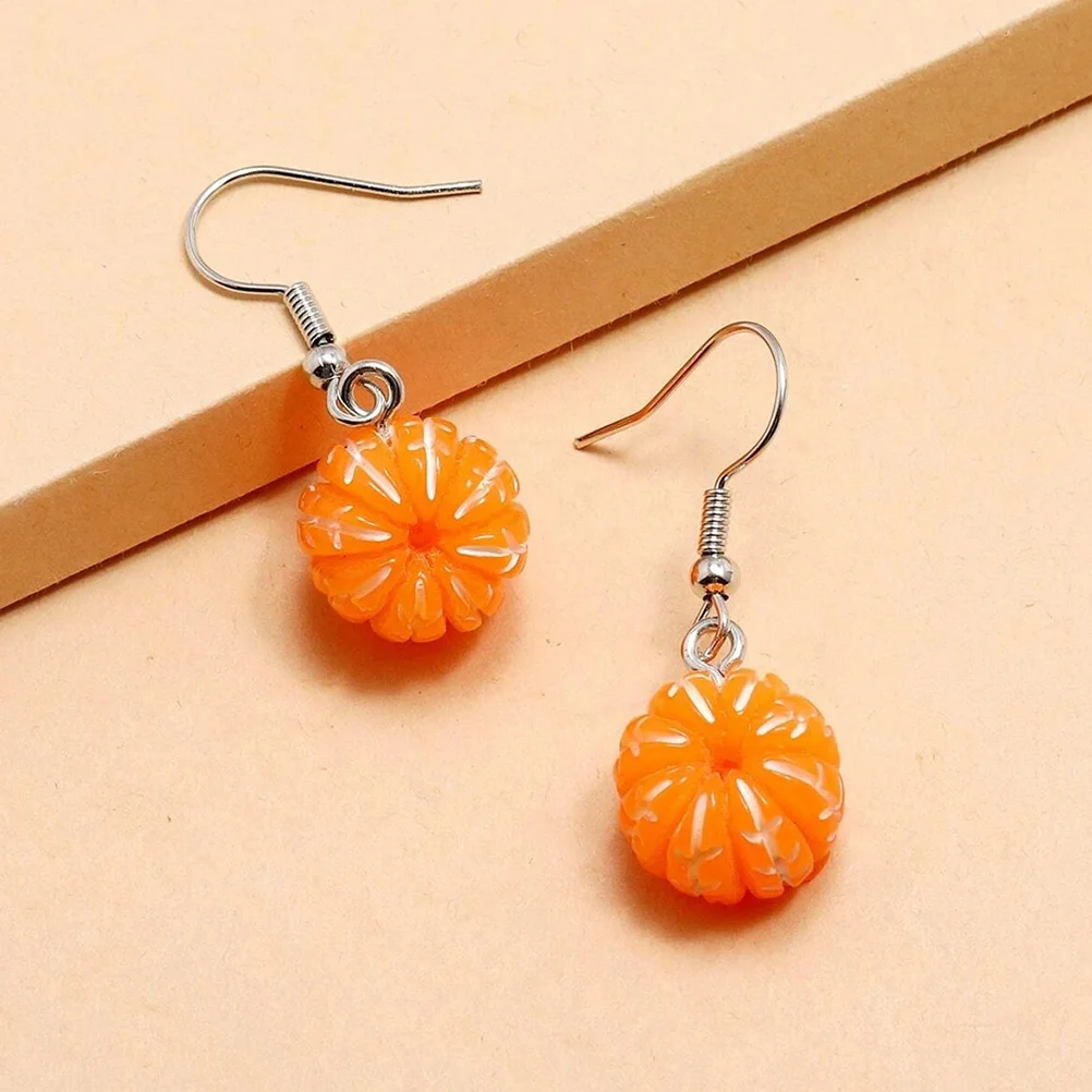 2 Pairs Dangle Earrings Orange Fruit Oranges Shape Design Shaped Simulation Dangles Girl