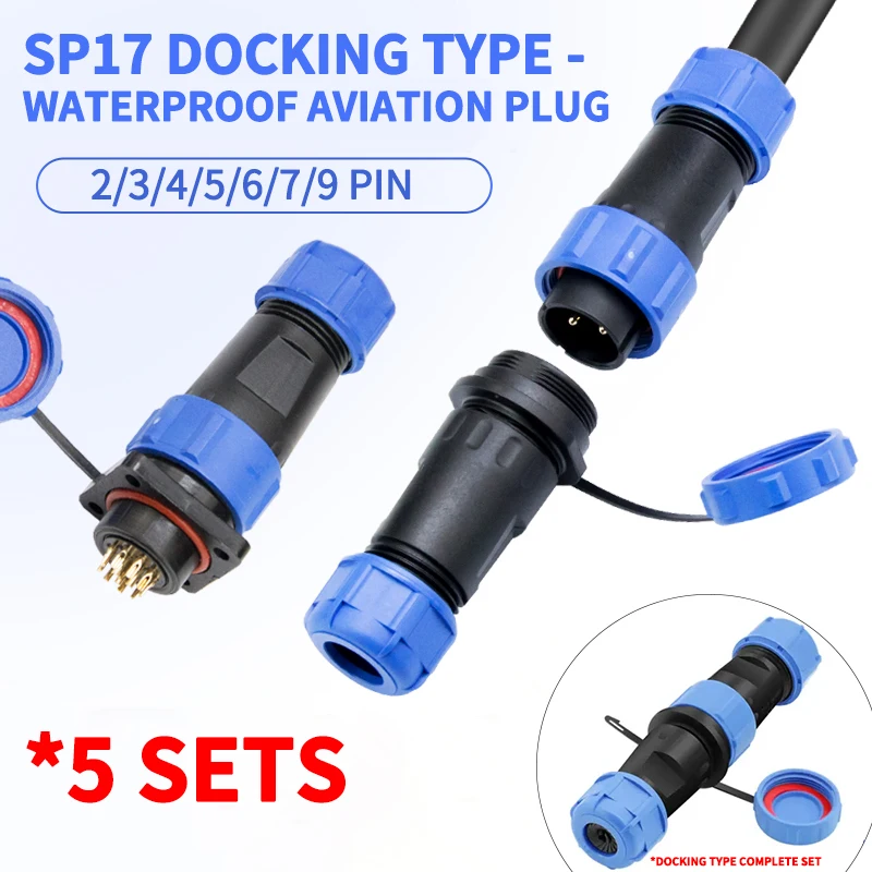 

SP17 Docking Type Male Female Plug&Socket 2/3/4/5/7/9PIN IP68 Waterproof Panel Mount Aviation Connector