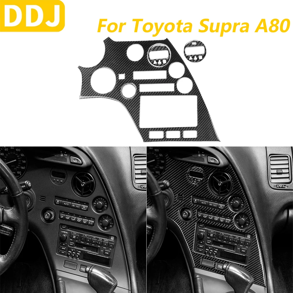 For Toyota Supra MK4 A80 Turbo 1993-1999 Carbon Fiber Central AC Air Vent Radio Control Panel Trim Set Car Accessories Sticker