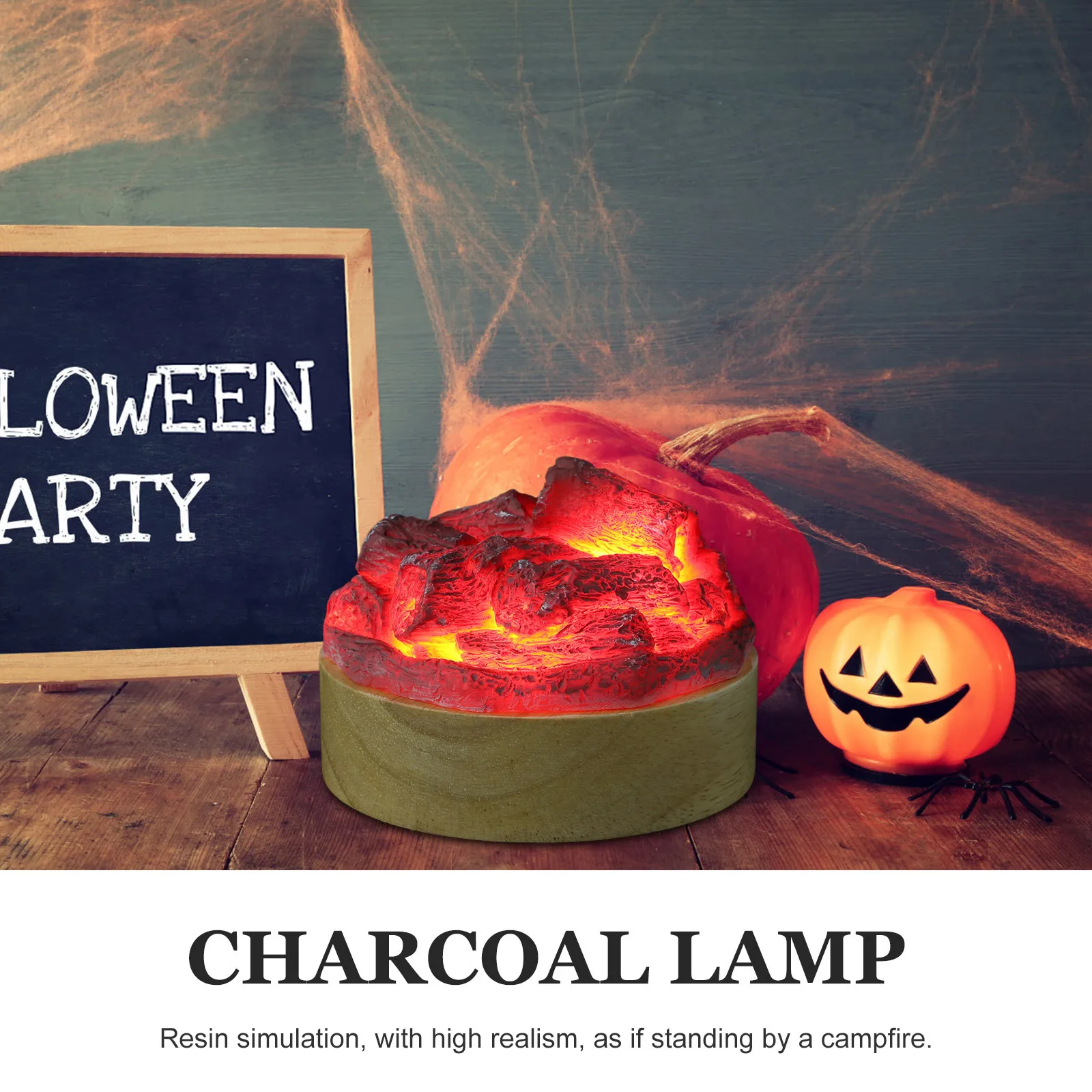 الراتنج فو الخشب الفحم ضوء الليل تعمل مصباح طاولة صغير ديكور ضوء دافئ أجواء مريحة أباجورة المنزل