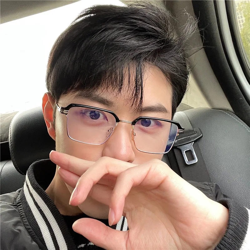 Photochrome Anti Strahlung Gläser Koreanische Quadratische Metall Männer Frauen Brillen Mode Anti Blaues Licht Glas Schatten – Detail 9