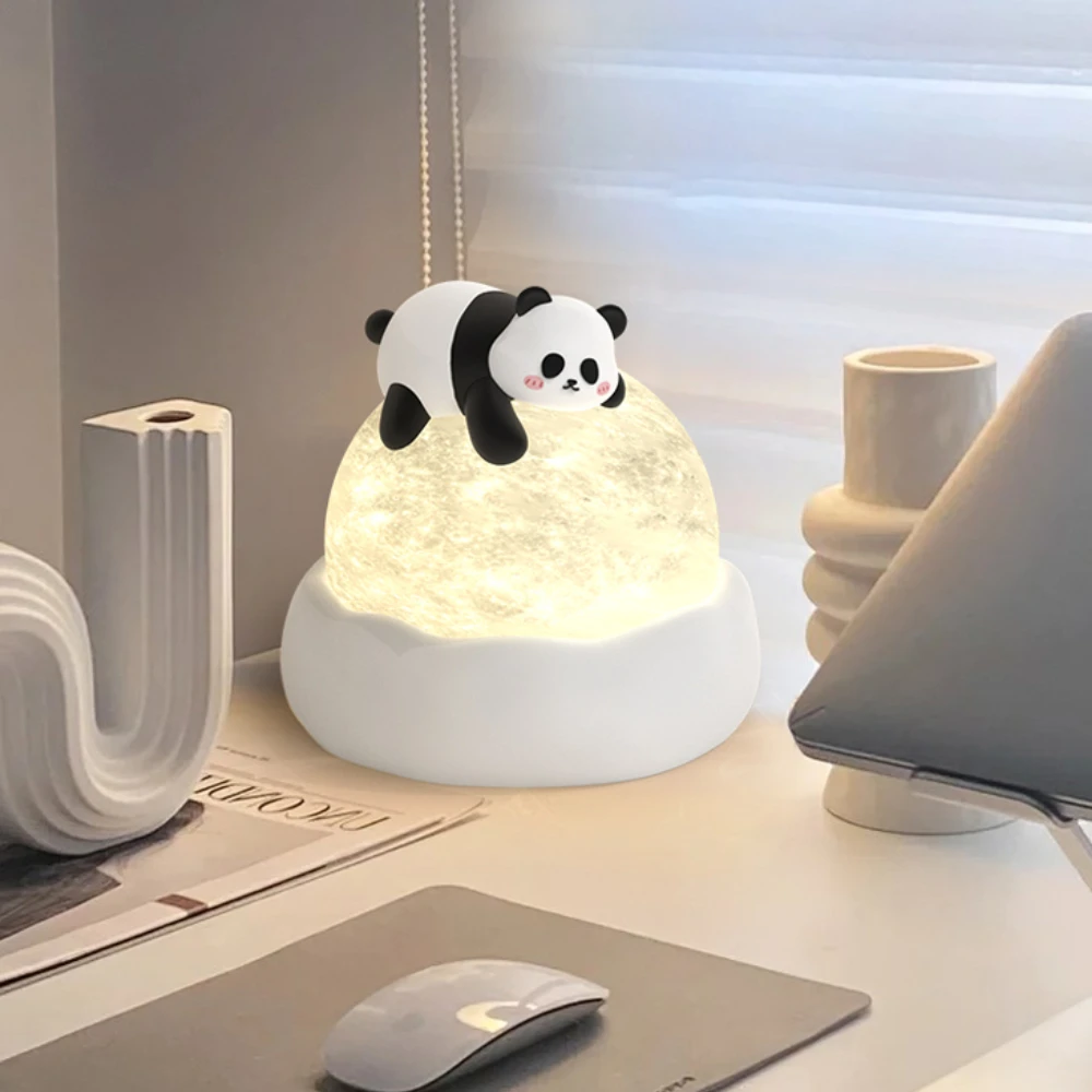 Lámpara de escritorio de Panda, lámpara de noche para dormitorio de viento crema, habitación de niños, ambiente bonito, Festival, regalo para niñas, lámpara de noche