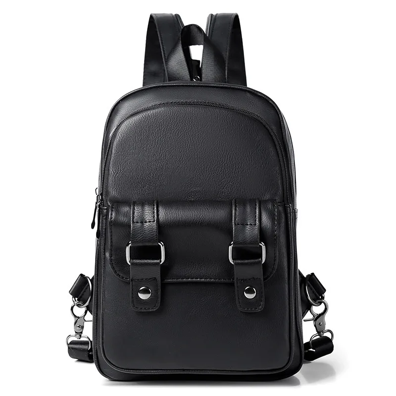 2024 Fashion PU Leather Small Backpack Lightweight Multifunction Men's Backpack Chest Bag Shoulder Bags For Men Crossbody Bags