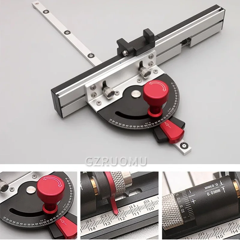 580-975mm Woodworking Extended Fence 15-90 Degree Angle Miter Gauge for Table Saw Router Table Precision Angle Setting Gauge