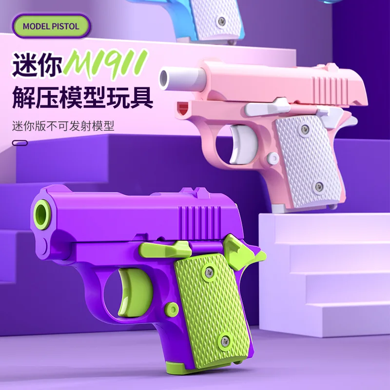 3D Printed Model Gravity Straight Jump Mini Toy Gun Non-firing Bullet Cub Radish Toy Knife Kids Stress Relief Toy Christmas Gift