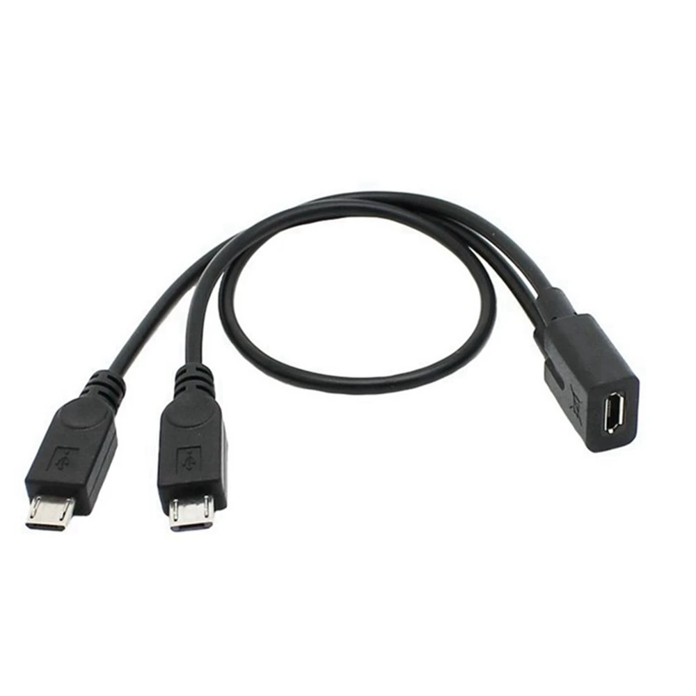 An 1-in-2 to 2-in Micro USB adapter for driving recorder powered by Android Micro USB data 2-in-1