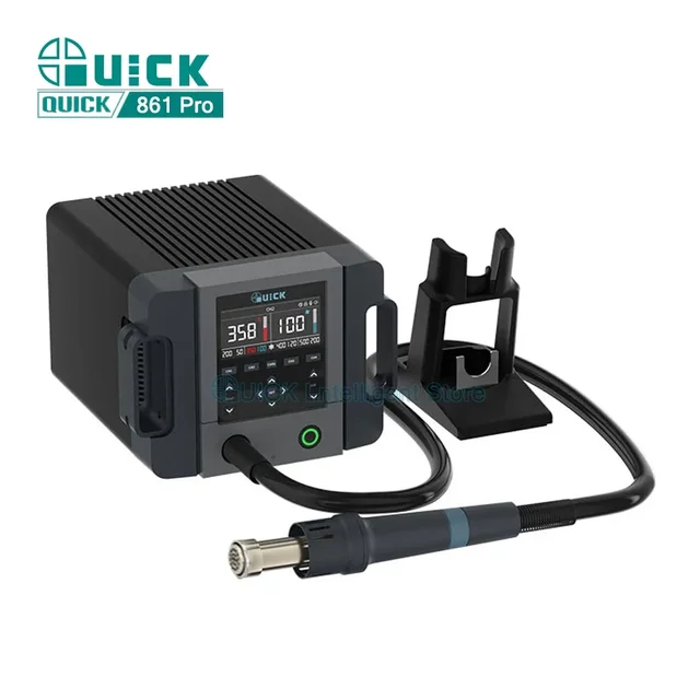 QUICK 861 Pro stacja lutownicza na gorące powietrze stacja lutownicza inteligentny wyświetlacz cyfrowy 1300W stacja rozlutowująca do naprawy chipów PCB