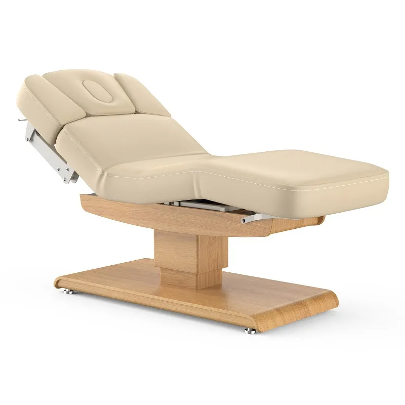 Solid wood base heated massage bed SPA bed comfortable adjustable high and low silent motor