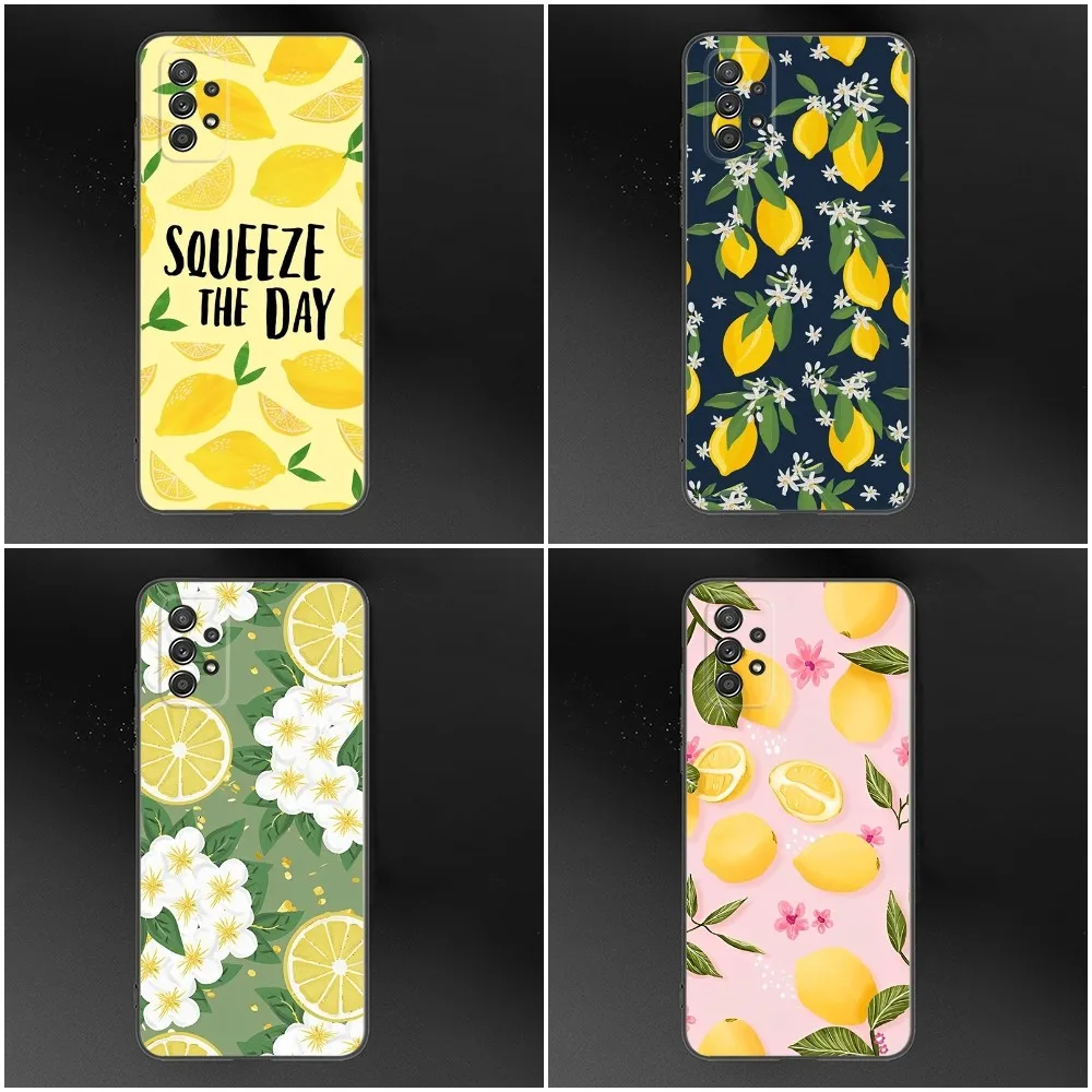 Fruit lemon Phone Case For Samsung S24,S23,S22,S21,S20,S10,S10E,S9 Plus FE Note 20 Ultra 10,9 Plus Black