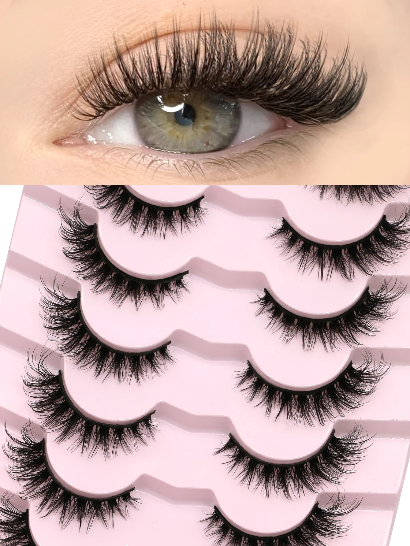 GROINNEYA Cat Eyelashes 3D Mink Fluffy Wispy Volume Feathery Lightweight  Flexible Band Reusable Natural Look Fake Lashes Makeup - AliExpress 66