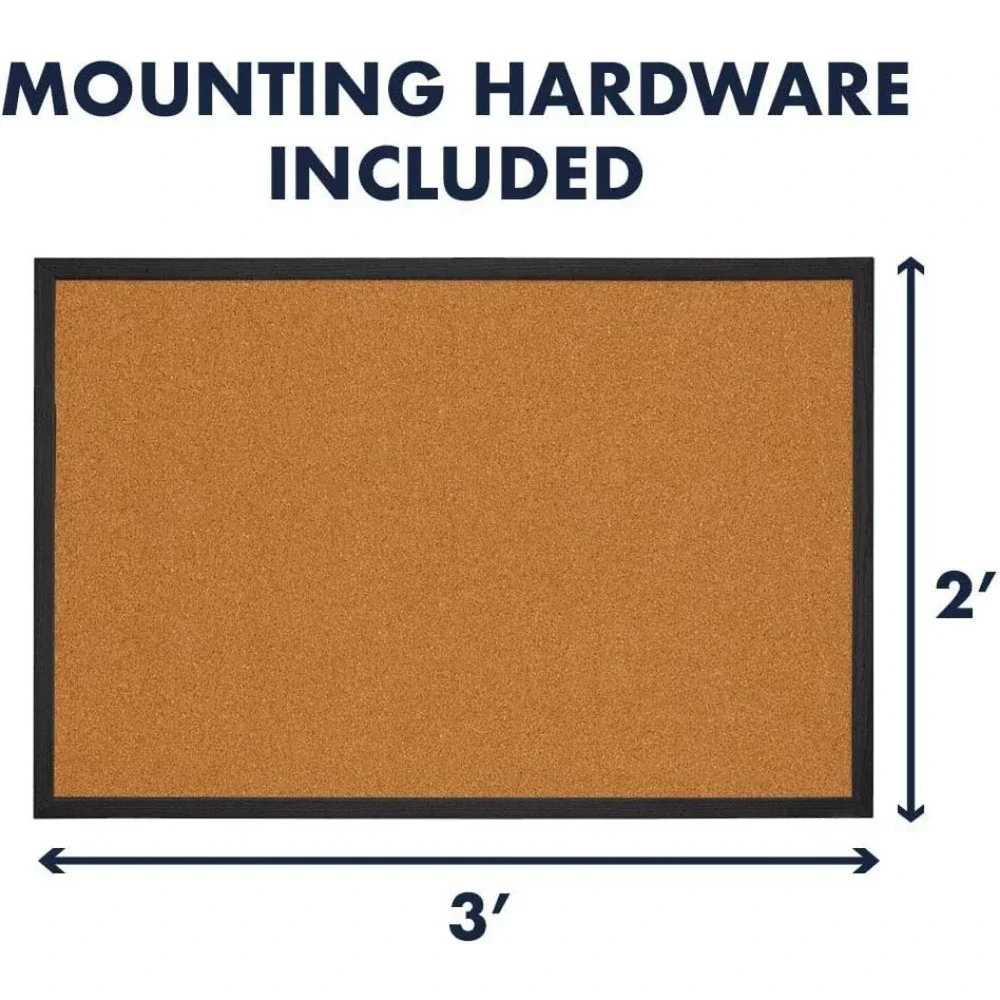 الفلين، لوحة الفلين المؤطرة، 2 × 3 بوصة، إطار أسود، لوحة الرسائل، لوحة الرؤية