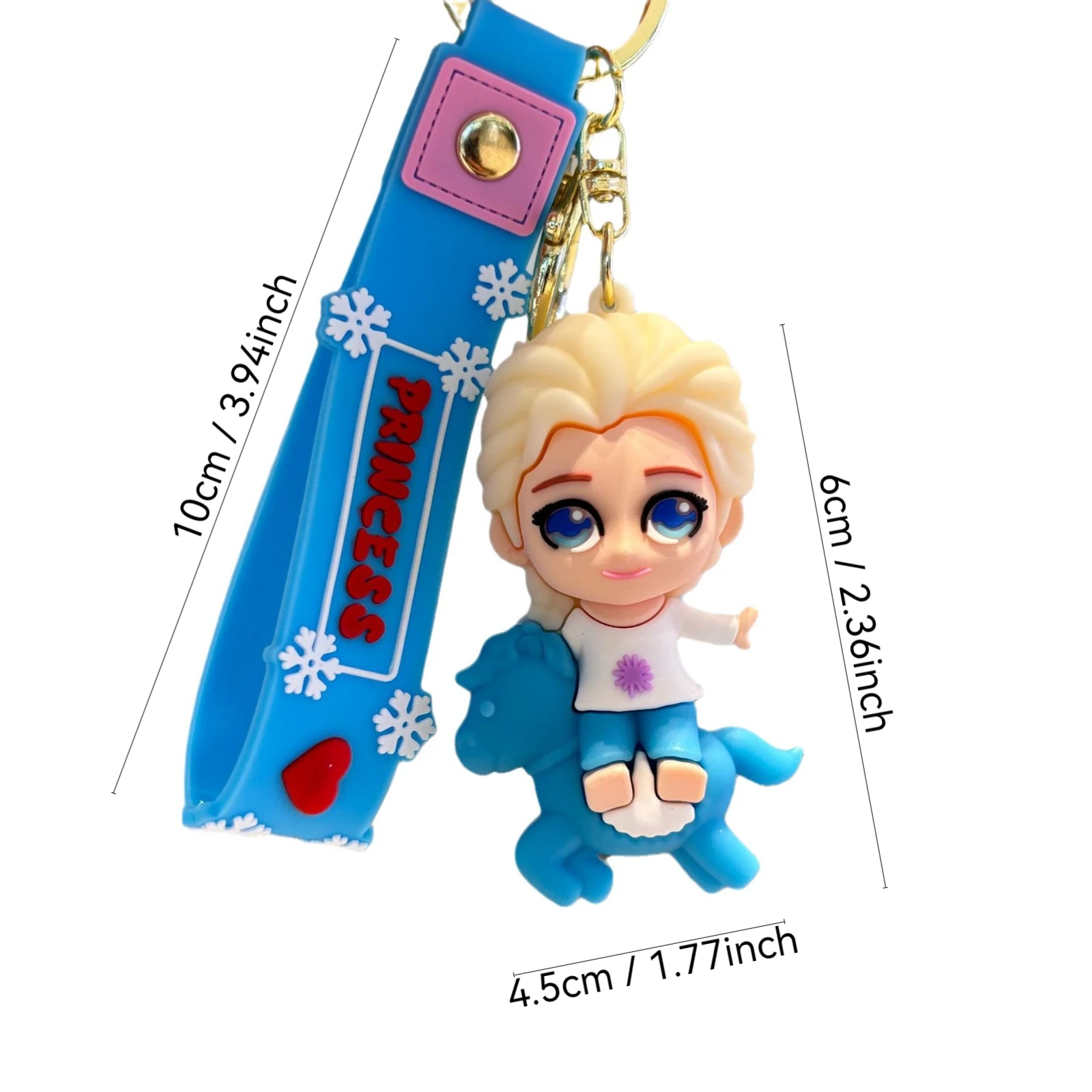 Elsa and Anna Keychain Set, Frozen Snow Queen & Princess Cartoon PVC Keyring, Durable Car Keys Bag Charm for Kids Fans