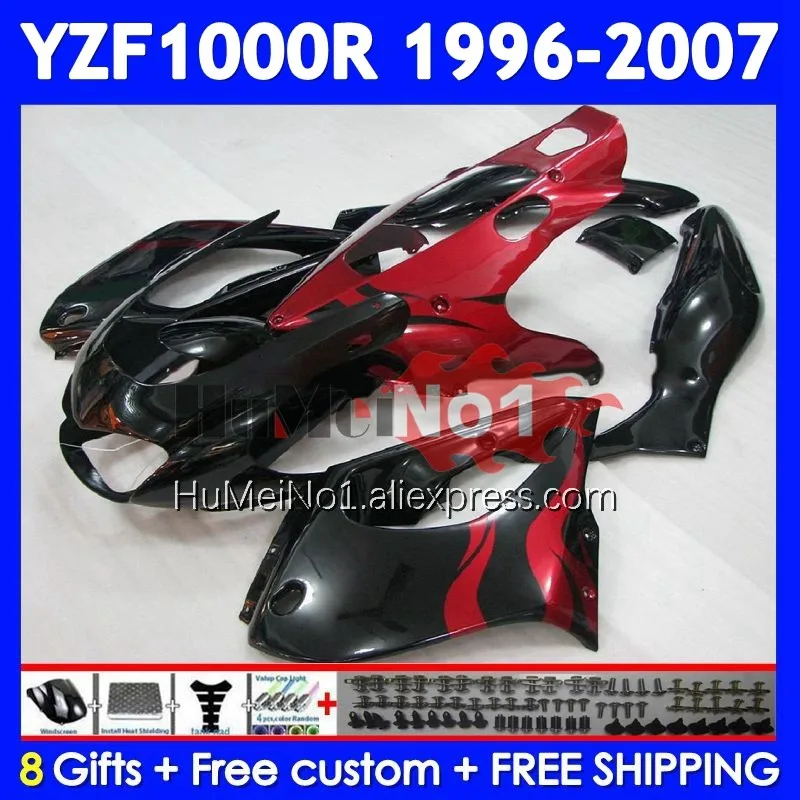 Thunderace For YAMAHA YZF 1000R YZF1000R Red flames 1996 1997 1998 1999 2000 2001 353No.17 YZF-1000R 02 03 04 05 06 07 Fairing